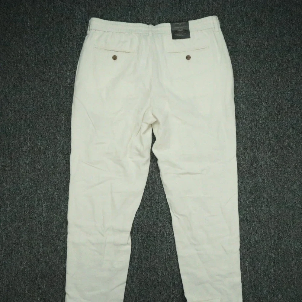 Banana Republic Pants Mens 33x32 White Linen Blend Athletic Fit Trouser Chino